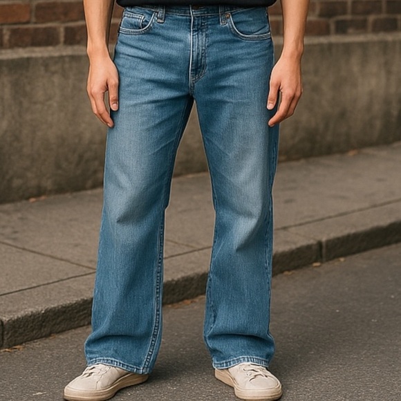 Silvers Craig Men’s W34/L30 Blue Wide Leg Faded 99% Cotton Mid Rise Denim - Picture 1 of 7